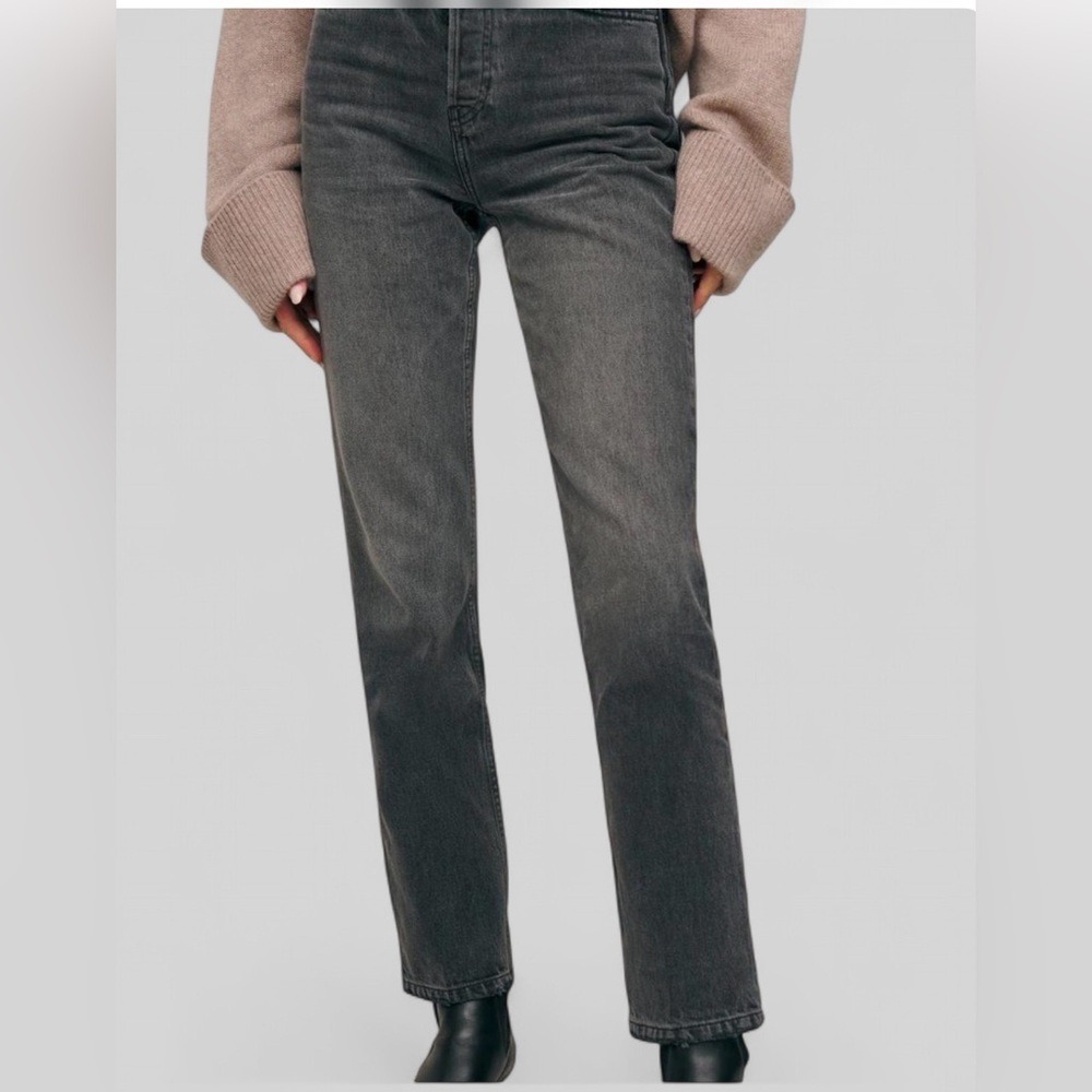 Reformation-black distressed jeans straight leg size 26 - Picture 1 of 12